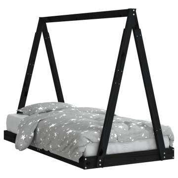 Kids Bed Frame Black 80x160 cm Solid Wood Pine | Hipo Market