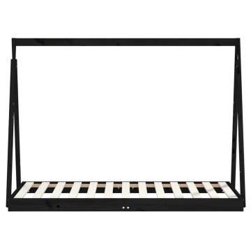 Kids Bed Frame Black 80x160 cm Solid Wood Pine | Hipo Market