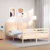 Solid Wood Bed Frame 160x200 cm with Headboard | HipoMarket