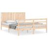 Solid Wood Bed Frame 160x200 cm with Headboard | HipoMarket