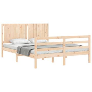 Solid Wood Bed Frame 160x200 cm with Headboard | HipoMarket