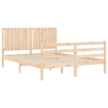 Solid Wood Bed Frame 160x200 cm with Headboard | HipoMarket