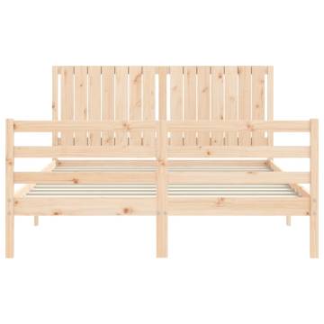 Solid Wood Bed Frame 160x200 cm with Headboard | HipoMarket