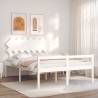 Bed Frame with Headboard White 140x190 cm Solid Wood Colour white Size 140 x 190 cm 