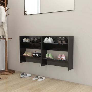 Wall Shoe Cabinets - High Gloss Black | Organized Storage