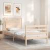 Solid Wood Small Single Bed Frame with Headboard - Hipo Market