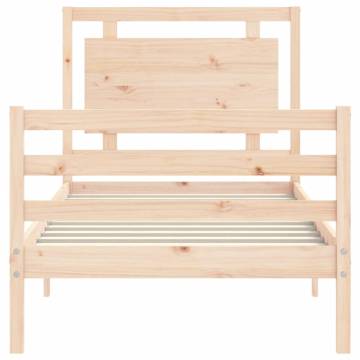 Solid Wood Small Single Bed Frame with Headboard - Hipo Market