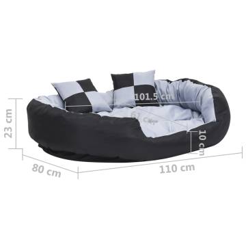 Reversible & Washable Dog Cushion Grey & Black - 110x80 cm