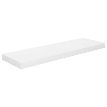 Floating Wall Shelf High Gloss White - 80x23.5x3.8 cm MDF