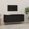 Black Wall Cabinet 100x30x35 cm - Solid Pinewood Storage