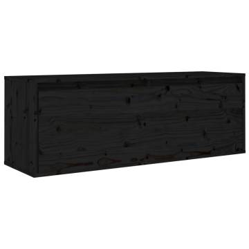 Black Wall Cabinet 100x30x35 cm - Solid Pinewood Storage