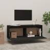 Black Wall Cabinet 100x30x35 cm - Solid Pinewood Storage