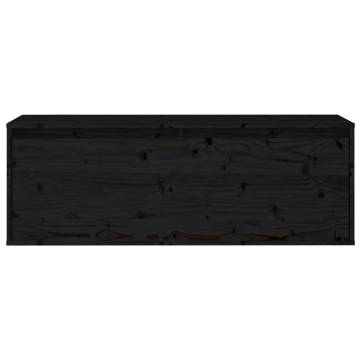 Black Wall Cabinet 100x30x35 cm - Solid Pinewood Storage