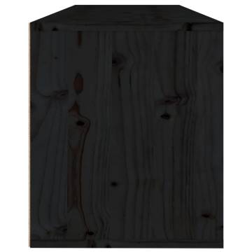 Black Wall Cabinet 100x30x35 cm - Solid Pinewood Storage