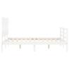 Solid Wood Bed Frame with Headboard - White 120x200 cm