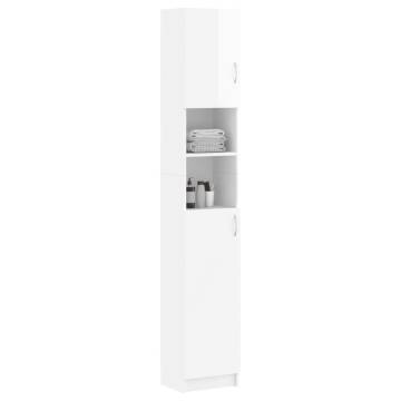 High Gloss White Bathroom Cabinet | 32x25.5x190 cm Design