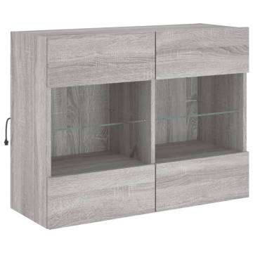 Stylish TV Wall Cabinet with LED Lights - Grey Sonoma