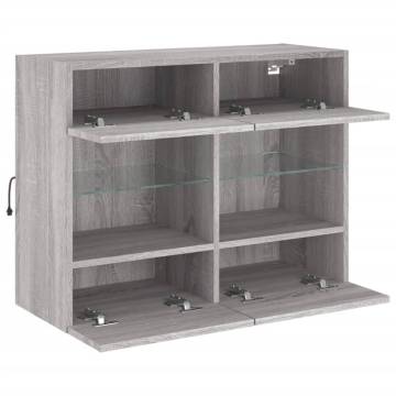 Stylish TV Wall Cabinet with LED Lights - Grey Sonoma