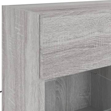 Stylish TV Wall Cabinet with LED Lights - Grey Sonoma