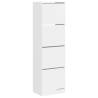 Stylish Shoe Cabinet with 4 Flip-Drawers - White 60x42x204 cm