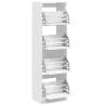 Stylish Shoe Cabinet with 4 Flip-Drawers - White 60x42x204 cm