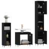 3 Piece Bathroom Cabinet Set - Black Engineered Wood