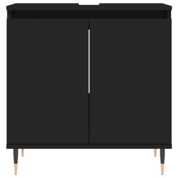 3 Piece Bathroom Cabinet Set - Black Engineered Wood