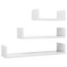 High Gloss White Wall Display Shelf - 3 Pcs Set