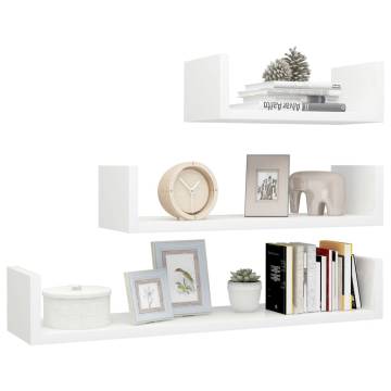 High Gloss White Wall Display Shelf - 3 Pcs Set