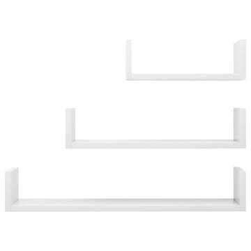 High Gloss White Wall Display Shelf - 3 Pcs Set