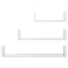 High Gloss White Wall Display Shelf - 3 Pcs Set