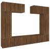 6 Piece TV Cabinet Set - Brown Oak Engineered Wood | Hipo Market