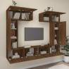 6 Piece TV Cabinet Set - Brown Oak Engineered Wood | Hipo Market