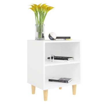 Stylish Bed Cabinets with Solid Wood Legs - 2 pcs White