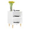 Stylish Bed Cabinets with Solid Wood Legs - 2 pcs White