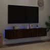 Brown Oak TV Wall Cabinets with LED Lights - 2 pcs | Hipo Market