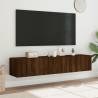 Brown Oak TV Wall Cabinets with LED Lights - 2 pcs | Hipo Market