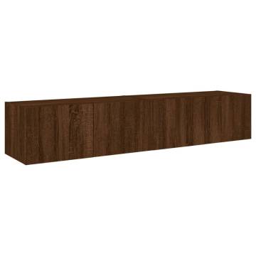 Brown Oak TV Wall Cabinets with LED Lights - 2 pcs | Hipo Market