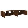 Brown Oak TV Wall Cabinets with LED Lights - 2 pcs | Hipo Market