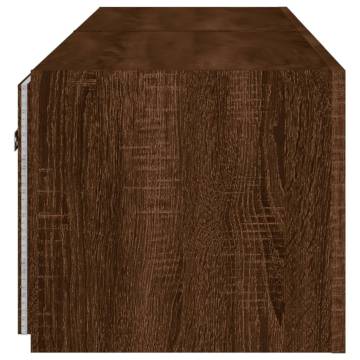 Brown Oak TV Wall Cabinets with LED Lights - 2 pcs | Hipo Market