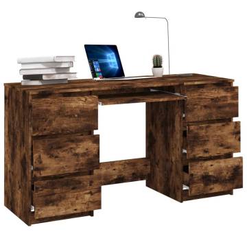 Writing Desk Smoked Oak 140x50 cm | Stylish Engineered Wood Desk