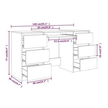 Writing Desk Smoked Oak 140x50 cm | Stylish Engineered Wood Desk