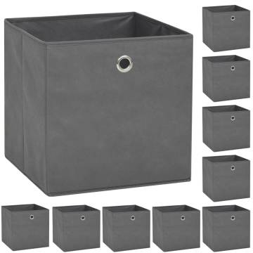 10 pcs Grey Non-woven Fabric Storage Boxes | HipoMarket