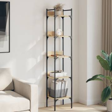 5-Tier Bookshelf in Sonoma Oak | Space-Saving Storage Solution