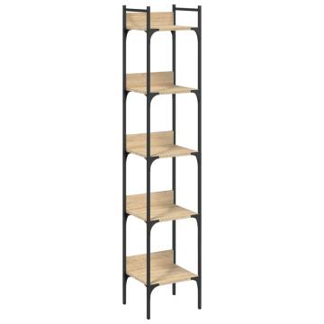 5-Tier Bookshelf in Sonoma Oak | Space-Saving Storage Solution