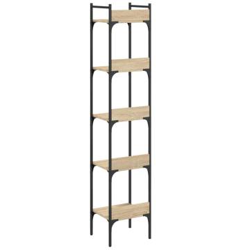 5-Tier Bookshelf in Sonoma Oak | Space-Saving Storage Solution