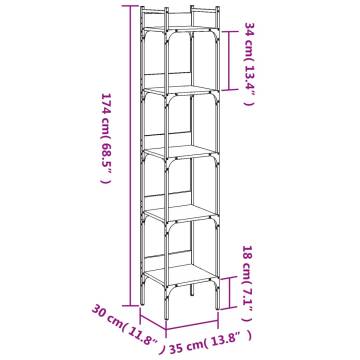 5-Tier Bookshelf in Sonoma Oak | Space-Saving Storage Solution