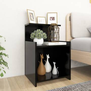 Bed Cabinet Black 40x35x60 cm - Stylish Engineered Wood Design