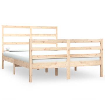 Solid Wood Pine Bed Frame 140x190 cm - Timeless Design