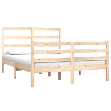 Solid Wood Pine Bed Frame 140x190 cm - Timeless Design